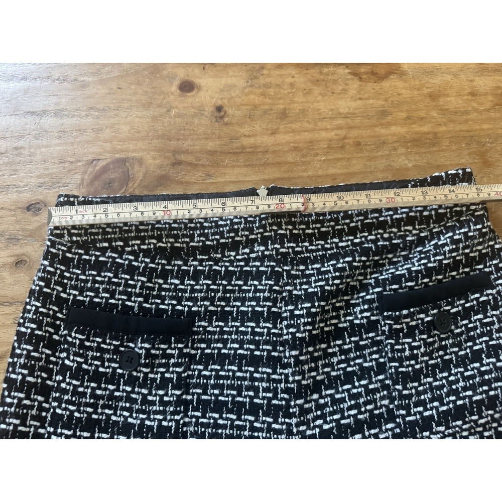 NY & Co Black White Tweed Wide Leg Crop Pants Sz M Textured Lined Zip High Rise - Picture 13 of 13